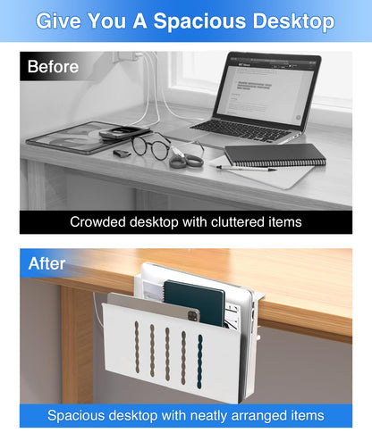 PC stand desk laptop stand side storage side stand laptop stand notebook stand for all laptops and tablets (white, single layer without pen holder)