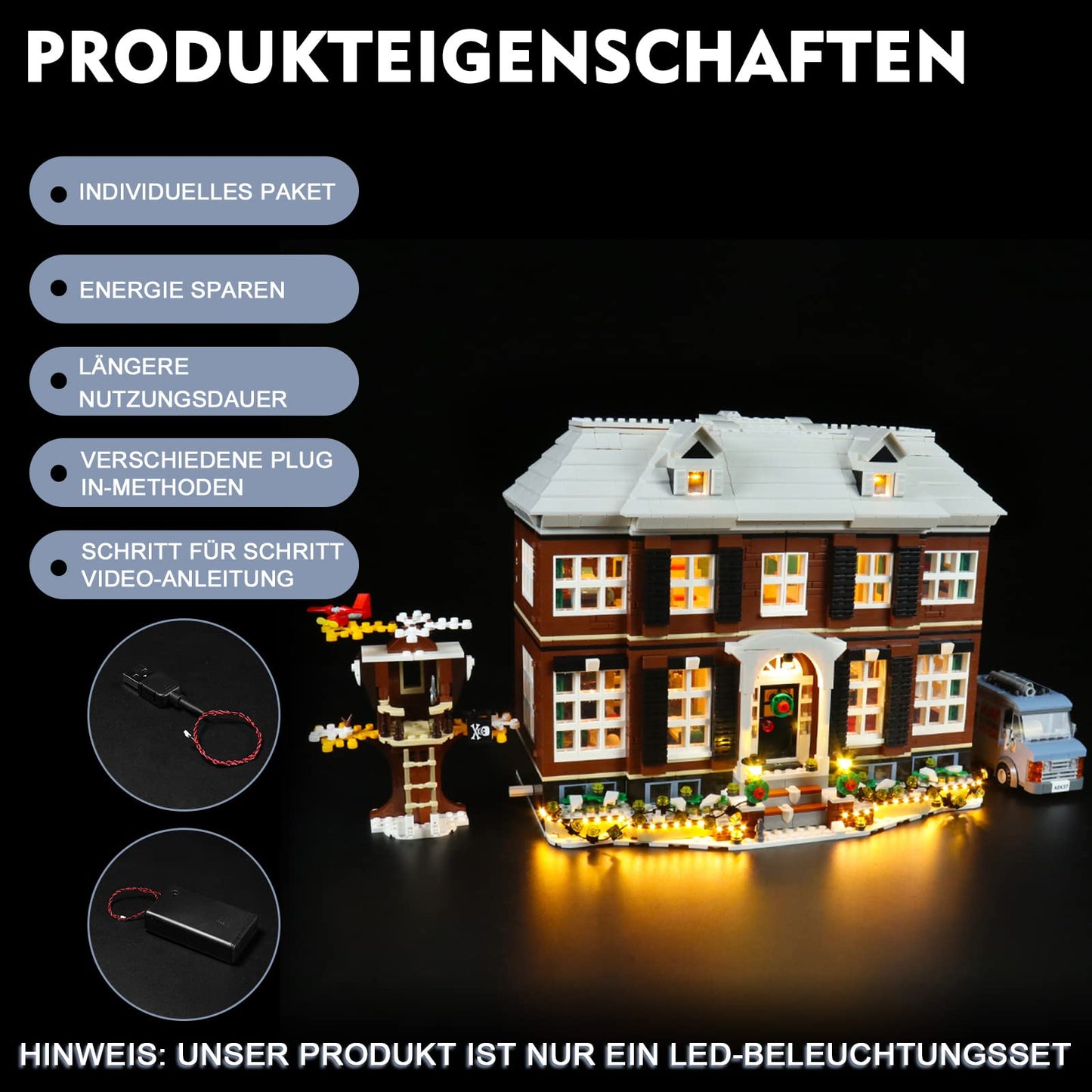 BrickBling LED Light Set for Lego 21330 Ideas Home Alone, Exclusive Lighting Collectible Home Decor Creative Gift (Lighting kit only, no Lego model) - Standard Version