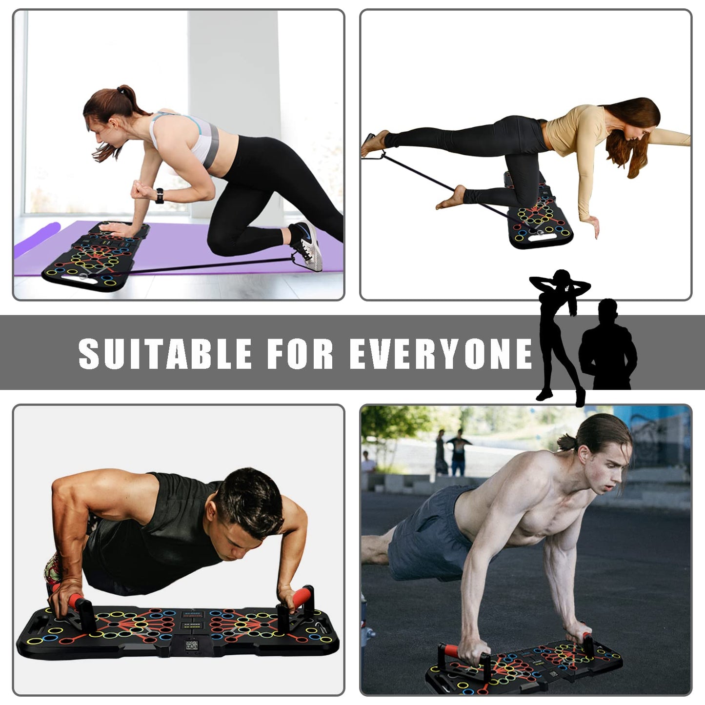 Surplex Foldable 41-in-1 Push Up Rack Board System with Hand Grip Loops Bands & Intelligent Counter, Push-Up-Bracket Board Muscle Training System for Home Fitness Training Gym Exercise Stand