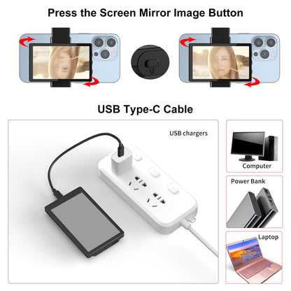 Newmowa Vlog selfie phone monitor screen with magnetic phone holder, phone back camera selfie accessory for selfie, vlog, TikTok, compatible with iPhone (does not support 4K recording)