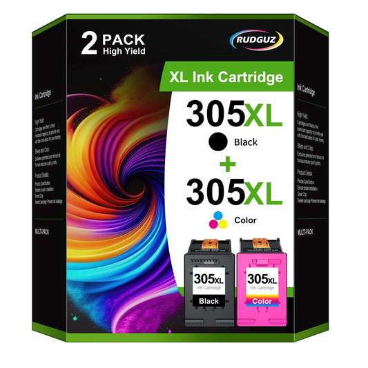 305 XL Printer Cartridges Compatible for HP Deskjet 2700 4220e 2720e 2710e 2710 2720 2722 4100 4110 4120 Envy 6020e 6032e 6032 (2-Pack)