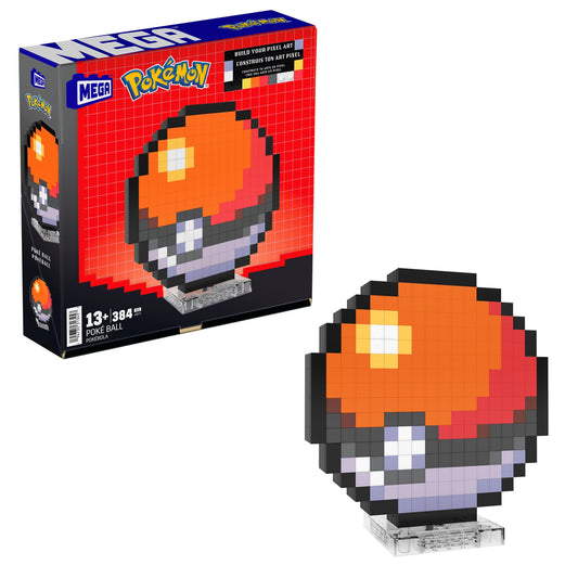 MEGA Pokémon action figure building toy, Pokéball with 381 pieces, approximately 15 cm tall, for collectors, JGG71.