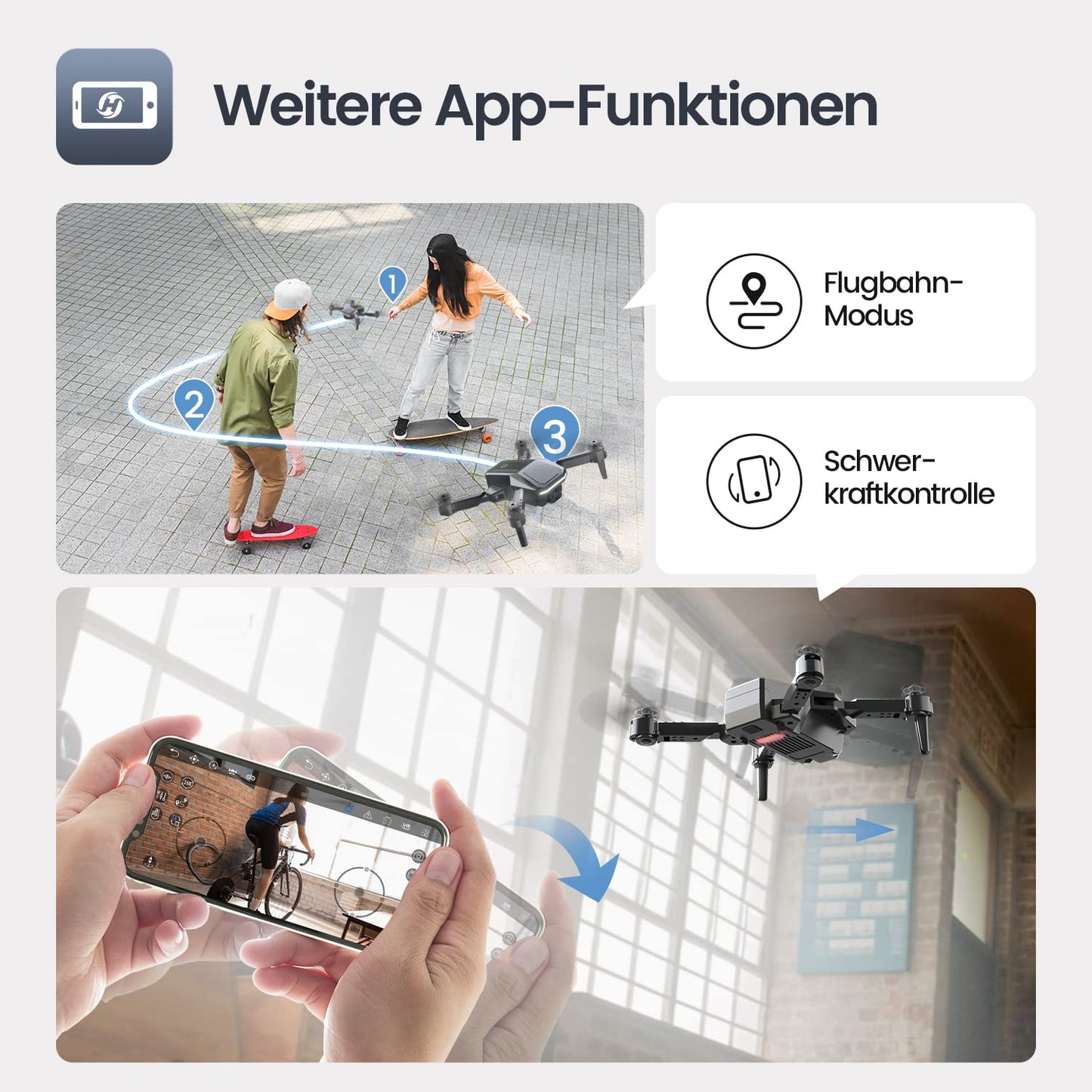 Holy Stone Foldable Mini Drone with 1080P Camera for Kids, RC Quadcopter HS430 with FPV Transmission, Long Flight Time, Altitude Hold, Throw&GO, Camera Drone complete set Gifts for Beginners, C0