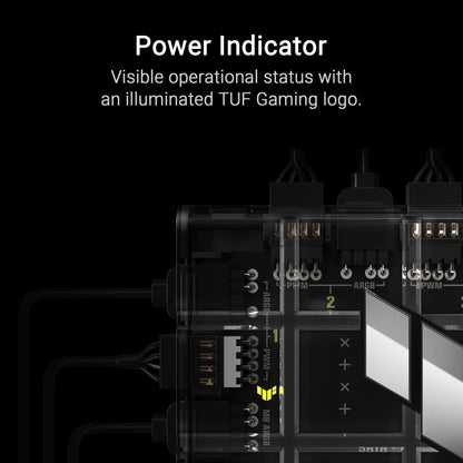 ASUS TUF Gaming ARGB PWM Fan Hub (6x ports for PWM case fans and ARGB control, 2x SATA power connectors, syncs cooling and lighting effects, magnetic mounting, power indicator)