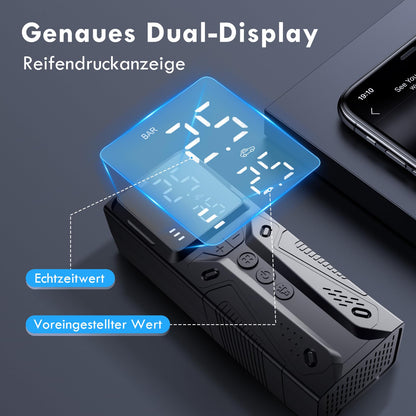 Gerbala 6000mAh Portable Electronic Air Pump - 150PSI Electric Bike Pump with Digital Display and LED Light - Battery Compressor Air Pump for Vehicles, Bikes, Balls, and more