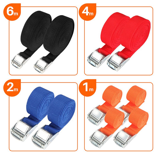 Hodzeed 10 Piece Ratchet Straps with Cam Buckle,25mm Tie Down Strap Cargo, Lengths from 1m to 6m Capacity 250 kg, Transport and Storage (4 Colors, 4 Sizes)
