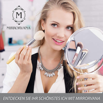 Mirrorvana cosmetic mirror with 10x magnification, double-sided tabletop mirror 360° swivel, makeup mirror 10x and 1x for bathroom, standing mirror 20 cm