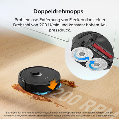 roborock Qrevo robot vacuum with mopping function, dust bin 5500 Pa suction power, 3D mapping, dual spinning mops automatic water refill, emptying, dust bag disposal, cleaning