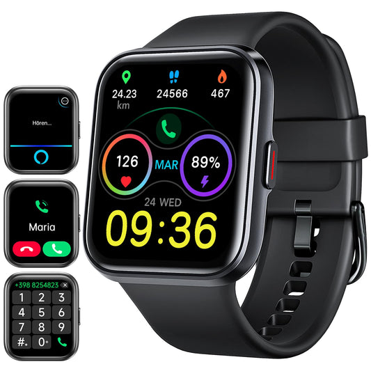 ENOMIR Smartwatch (Accept/Make Calls), Alexa Built-in, 4.6cm fitness watch with heart rate-SpO2-sleep monitor, 100 sports modes, 5ATM waterproof, pedometer and smartwatches for iOS Android