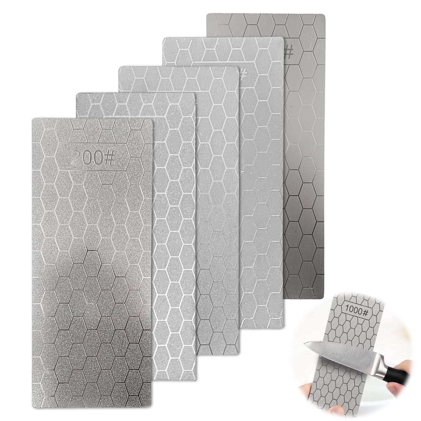 5 Piece Diamond Sharpening Stones Set: 200/400/600/1000/2000 grit diamond sharpening stone, diamond knife sharpener plate, diamond sharpening stones for kitchen tools outdoor use