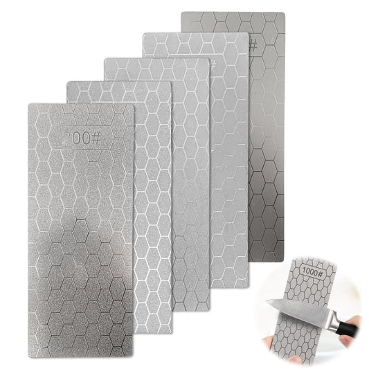 5 Piece Diamond Sharpening Stones Set: 200/400/600/1000/2000 grit diamond sharpening stone, diamond knife sharpener plate, diamond sharpening stones for kitchen tools outdoor use