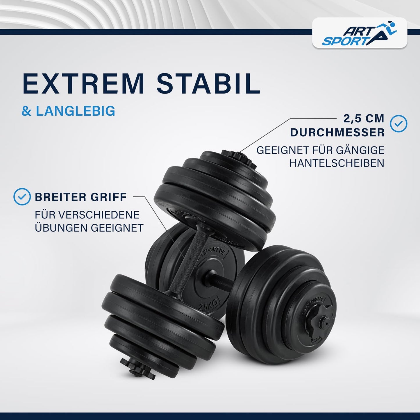 ArtSport 2er dumbbell set 30kg - dumbbell set with 2 dumbbells, 16 weight plates, and star locks - strength training dumbbell set dumbbell