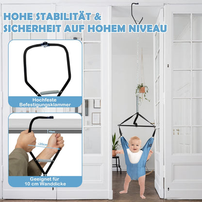 COSTWAY Baby Door Jumper, Adjustable Length, Door Swing, Door Frame Jumper with Door Clamp, for Infants 6-12 Months (Blue)