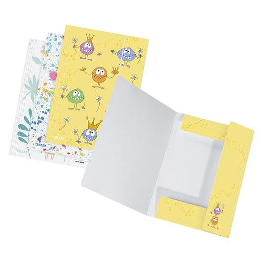 Falcon 10-pack folder for kids. Made of extra strong cardboard with 3 flaps and elastic band to store A3-sized artwork. Perfect storage folder for school.