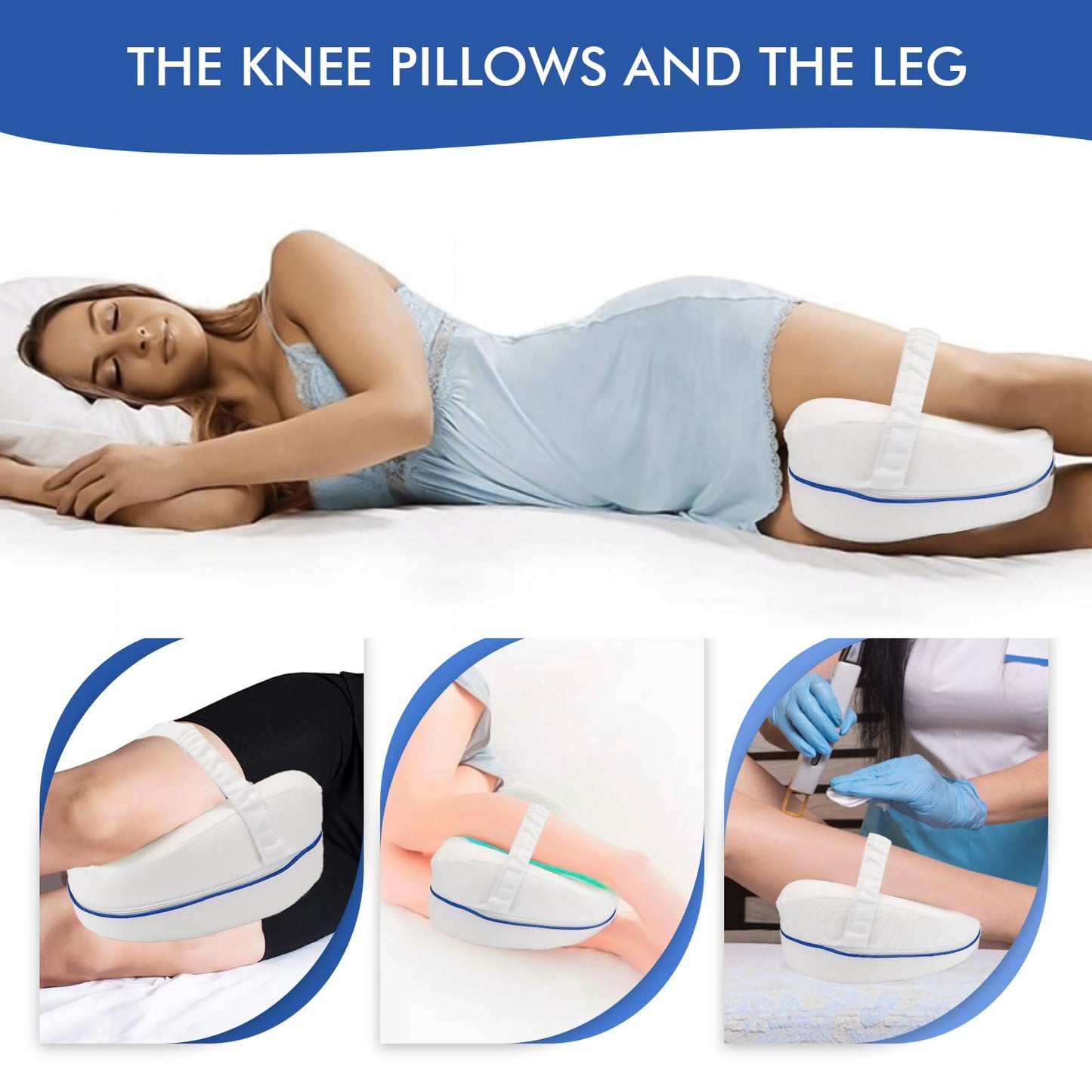 Perfect knee pillow for side sleepers I Orthopedic leg pillow for pain-free sleep I Ergonomic support cushion made of viscoelastic memory foam I breathable cover