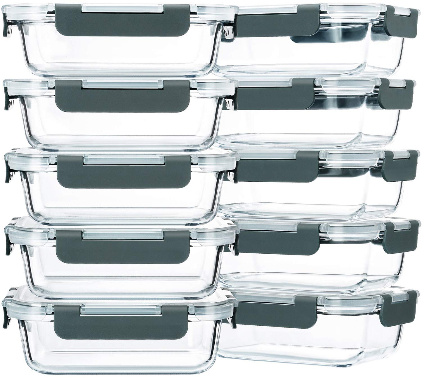 MCIRCO Glass Food Storage Containers Set, Meal Prep Glass Containers, 625ml, 10 Piece