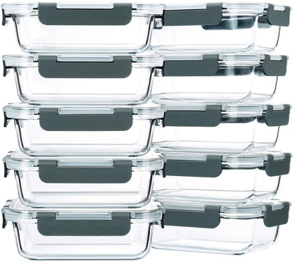 MCIRCO Glass Food Storage Containers Set, Meal Prep Glass Containers, 625ml, 10 Piece