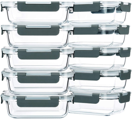 MCIRCO Glass Food Storage Containers Set, Meal Prep Glass Containers, 625ml, 10 Piece