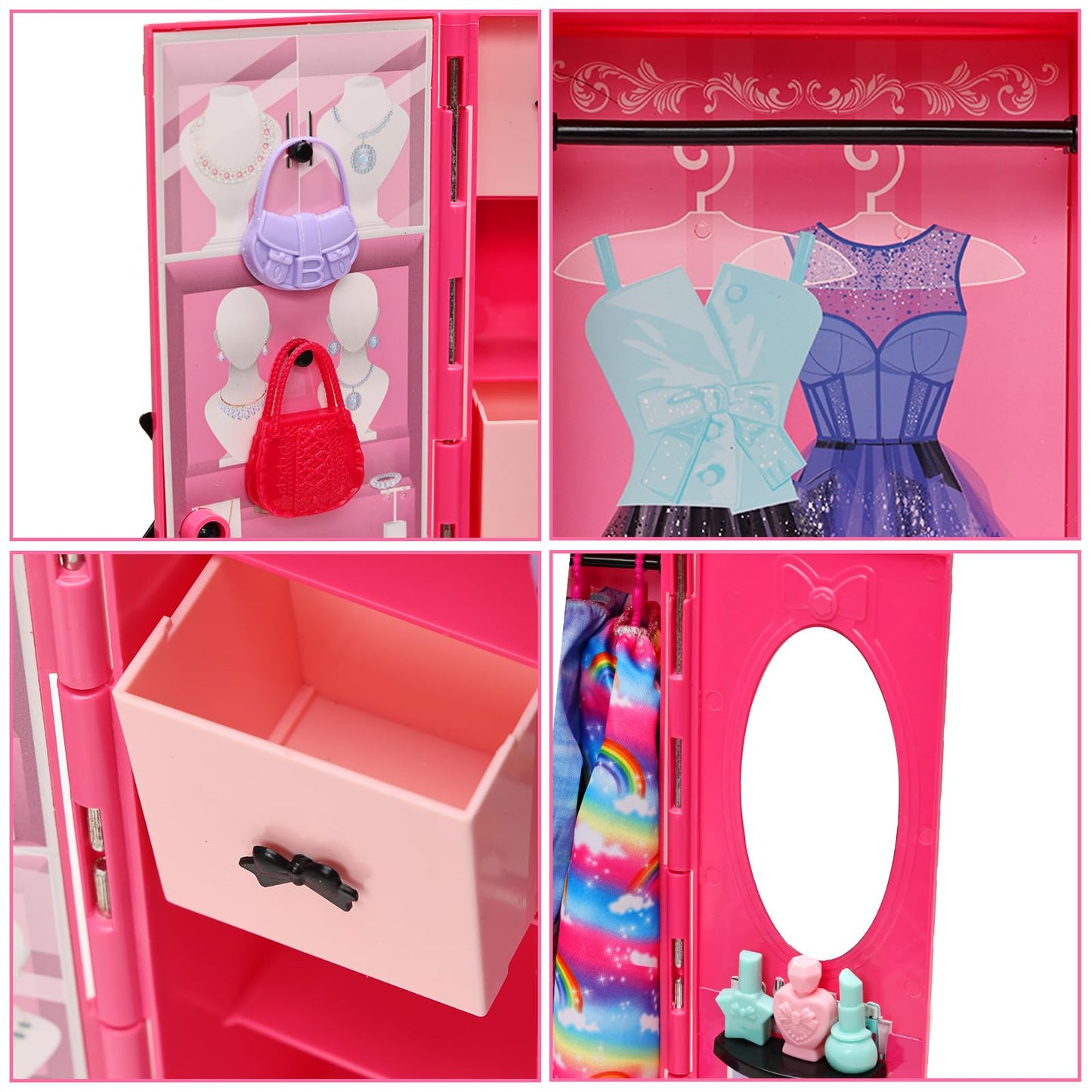 Miunana wardrobe 101 doll clothing accessories closet dresses shoes hangers necklaces crowns bag accessories for 11.5 inch dolls