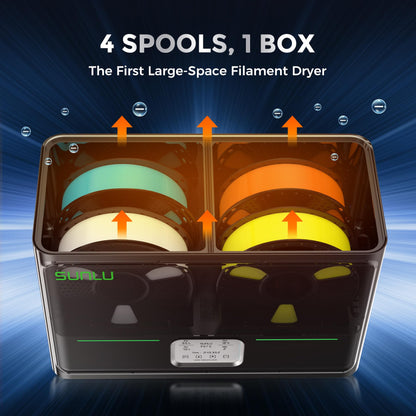 SUNLU Official Filament Dryer Box S4, 2025 Newest 4-Spool 3D Printer Filament Dryer, Upgraded 3 Circulating Fans/Auto Moisture Control/Fast Heating/Temperature Equalization, Black