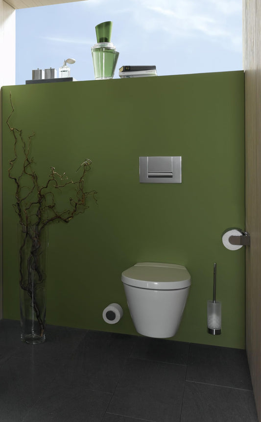 KEUCO toilet brush set made of frosted crystal glass and chrome-plated metal, wall-mounted, includes brush holder for bathroom and guest WC, Edition 300.