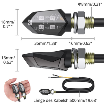 Justech 12V LED smoked micro indicator lights motorcycle daytime running lights universal running lights quad roller 4 pieces E-marked.