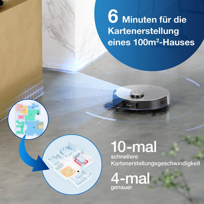 ECOVACS DEEBOT X1 OMNI, robot vacuum cleaner with mopping function and multifunctional cleaning station (dust emptying/water cleaning), 5000pa, 3D obstacle detection, 260 min battery, Yiko voice assistant