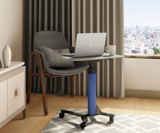ESMART EAX-131 BB 90 x 60 cm Blue Ergonomic Standing-Sitting Desk Electrically height-adjustable from 65-130 cm Mobile standing desk on wheels