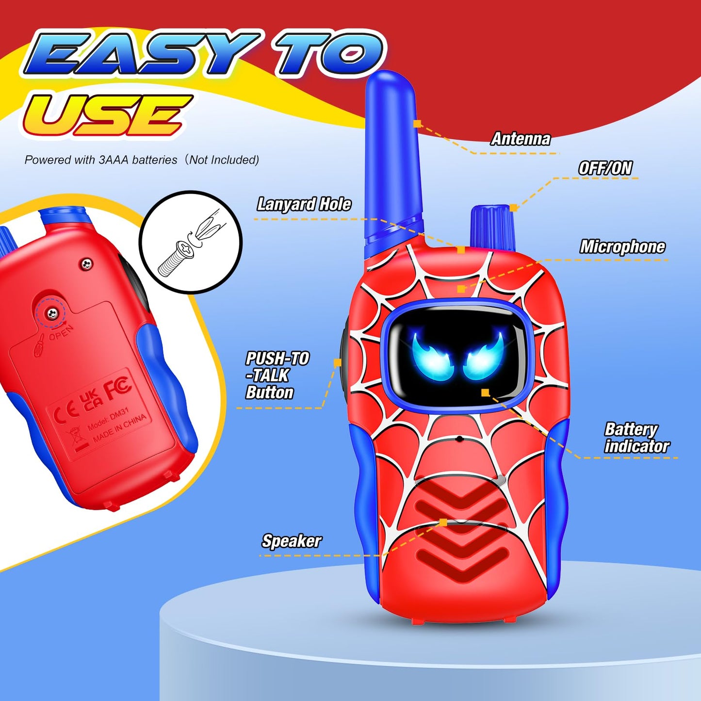 Toyokid Walkie Talkie for Kids, Toy for Ages 3-12, Gift for Boys and Girls 3 4 5 6 7 8 9 10 years old, Easter Gifts, Outdoor Toys, Walkie Talkie, and Games for Boys.