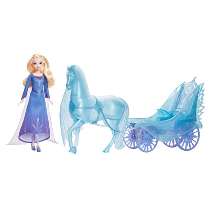 Mattel Disney Frozen Elsa Fashion Doll with removable dress and shoes, mystical Nokk in horse form, and adventure carriage, inspired by "Frozen: Winterfest", JBG56.