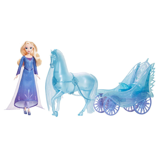 Mattel Disney Frozen Elsa Fashion Doll with removable dress and shoes, mystical Nokk in horse form, and adventure carriage, inspired by "Frozen: Winterfest", JBG56.