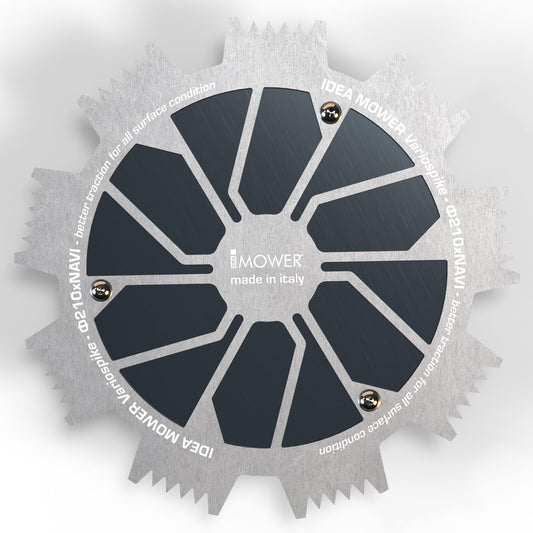 Idea Mower Variospike lawn robot spikes compatible with Navimow Segway H-Series. Made of stainless steel and aluminum for a unique and modern design. Enhances traction for lawn robots.