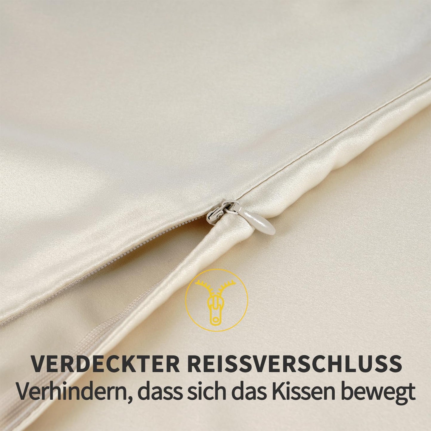 ZIMASILK 100% silk pillowcase for hair and skin. Double-sided 19 Momme Pure Mulberry Silk Pillow cover with zipper, 1 piece. (40x80 cm, Beige)