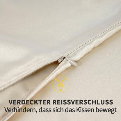 ZIMASILK 100% silk pillowcase for hair and skin. Double-sided 19 Momme Pure Mulberry Silk Pillow cover with zipper, 1 piece. (40x80 cm, Beige)