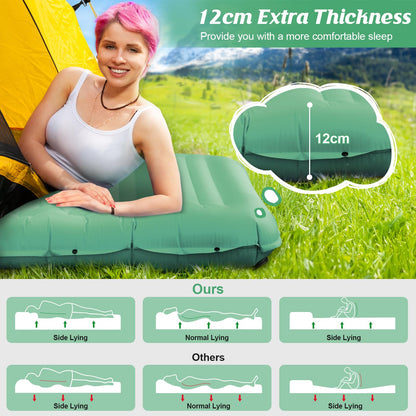 FTSMTK Self-Inflating Sleeping Pad with Foot Press Pump, 12cm Thick Camping Mat, Lightweight Air Mattress, Compact, Inflatable Camping Mat for Outdoor Camping.