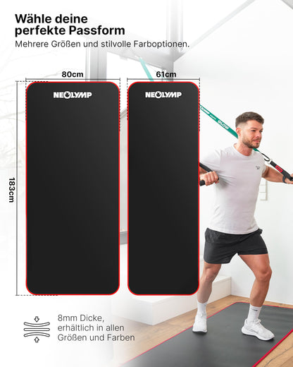 NEOLYMP extra thick and non-slip fitness mat with fitness E-book and carrying strap - Pilates mat, yoga mat, exercise mat, gymnastics mat, workout mat.