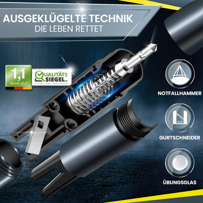 Dunlop Automotive belt cutter emergency hammer brand emergency hammer with test glass for practice - especially destroys composite safety glass of the new car generation - spring-loaded emergency hammer - Emergency CarTool