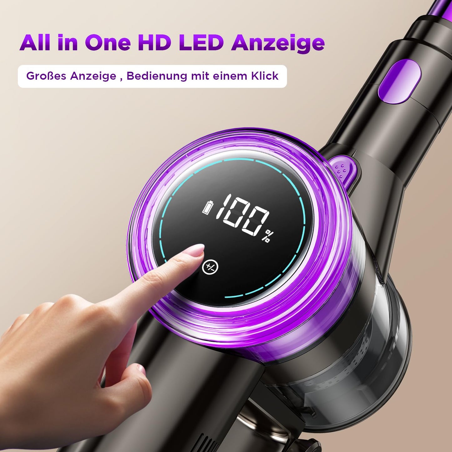 Suafsu Cordless Vacuum Cleaner 45000Pa 550W Handheld Vacuum - Up to 65 Min Runtime with LED Display and Anti Tangle Brush For Pet Hair Hard Floors Carpet