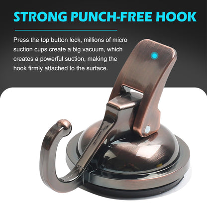 MaxEarn 6 piece Vacuum Suction Cup Hooks, Copper-Colored Extra Strong Suction Hooks, No Drilling Suction Hooks Wall Hooks Load-Bearing 5kg for Bathroom Kitchen Smooth Window Wall Glass