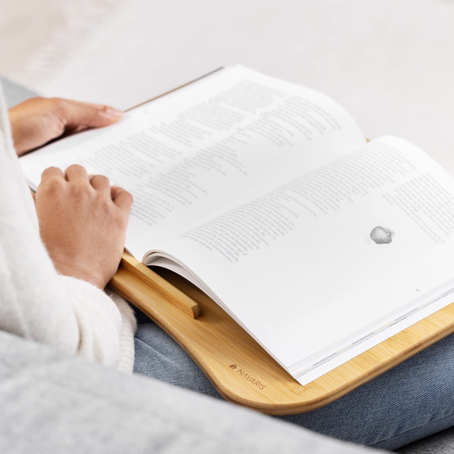 Navaris laptop table with cushion 44x32x6cm - laptop cushion pad removable - stand for laptop and tablet made of wood with padding - black natural