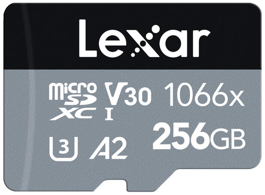 Lexar Professional 1066x Micro SD Card 256GB, microSDXC UHS-I SILVER Series Memory Card, Includes SD Adapter, Up To 160MB/s Read Speed, for Action Cameras, Drones, Mobile Phones (LMS1066256G-BNAAG)