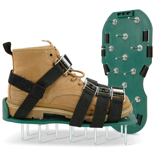 Hortem Lawn Aerator Shoes with 5 Adjustable Straps, Lawn Aerator Shoes Metal, Aerifier Garden Shoes, Universal Size fits Shoes or Boots for Lawn Yard.