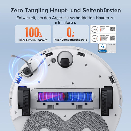 roborock Qrevo Curv S5X robotic vacuum cleaner with mopping function, emptying station, Dual Anti-Tangle-System, 18,500 Pa suction power, 75°C hot water mopping, Intelligent dirt detection, All-in-One Dock (White)