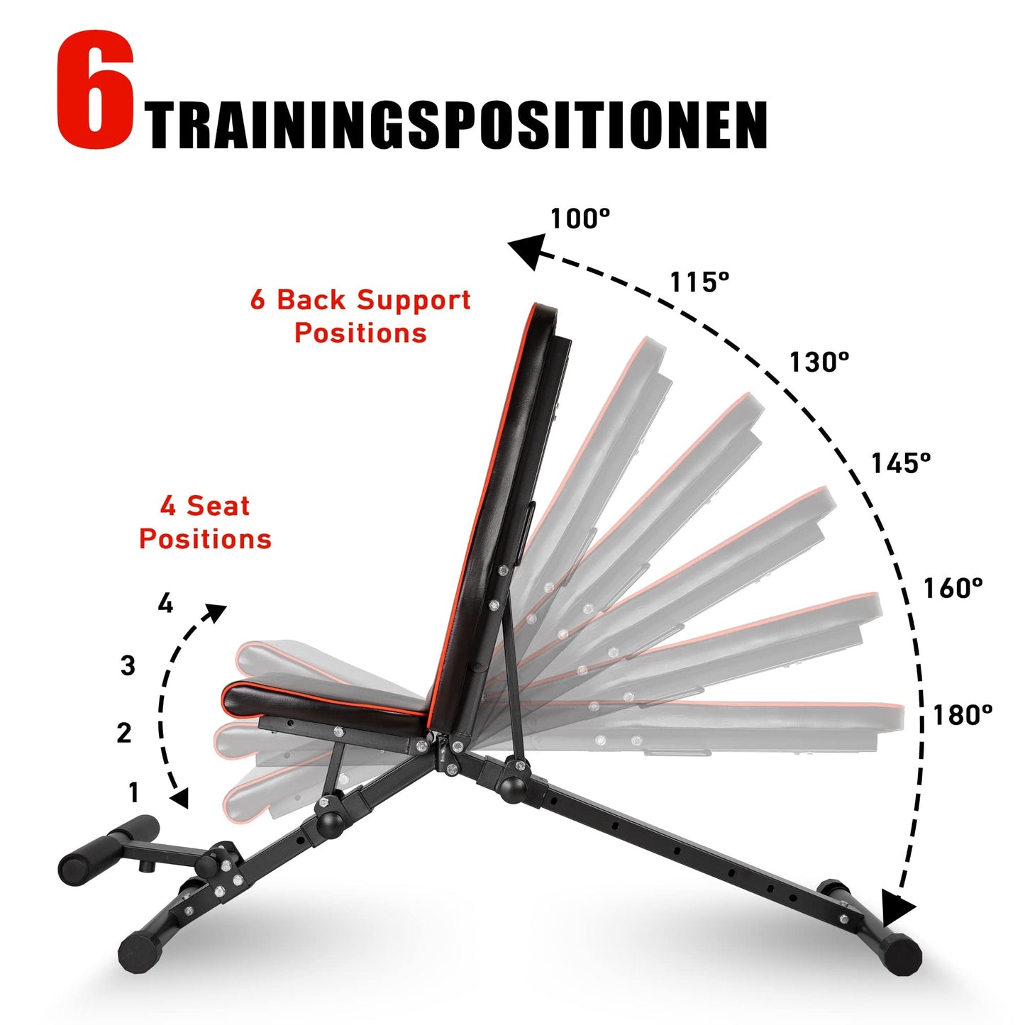 Professional dumbbell | Foldable Deluxe Dumbbell Bench | Space-saving & quick to fold | 21-level adjustable incline bench | Extremely durable with 550 kg weight capacity | With leg rest | Foldable and stable training bench