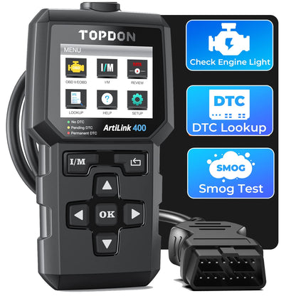 TOPDON OBD2 diagnostic tool, AL400 car code reader OBD-II diagnostic tools with 10 OBD2 functions for all vehicles compatible with OBDII EOBD CAN protocol, PC update, AL400