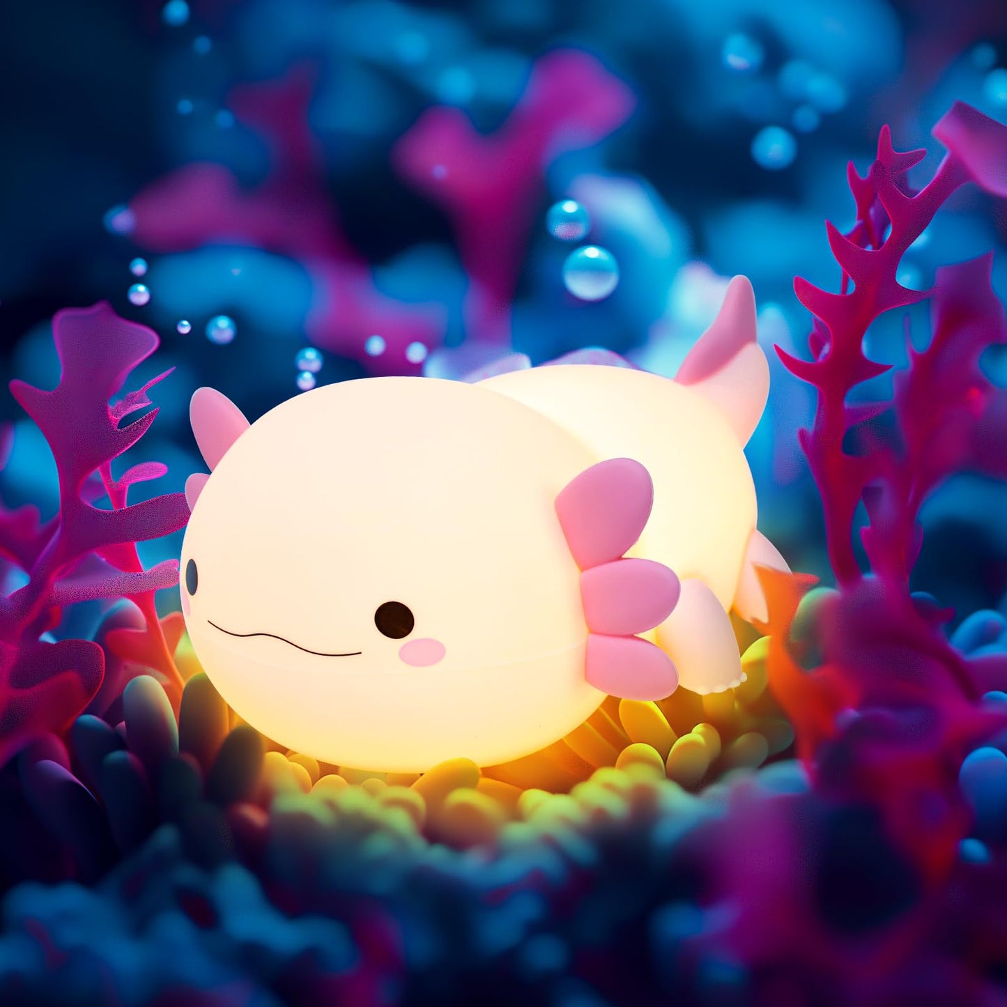 Axolotl night light, children's night light, cute silicone axolotls bedside lamp, rechargeable touch LED dimmable table lamp with 20-minute timer, gift for baby girl boy, room decoration