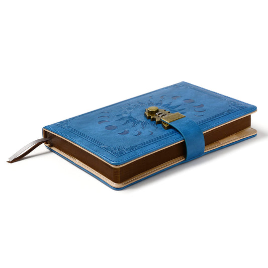 ZXHQ Diary with Lock - A5 Notebook with Pen Set, Refillable Leather Journal with Vintage Leather Cover and Colorful Page Edging for Girls, Women, Men, and Teens A5 Size (21x15cm)