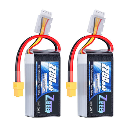 Zeee 3S Lipo 2200mAh 11.1V 50C battery pack with XT60 connector for RC car, truck, vehicles, boat, drone, airplane, quadcopter, helicopter, FPV racing. Hobby models. Pack of 2.