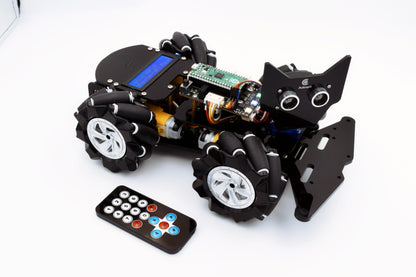 Adeept 4WD Omni-Directional Mecanum Wheels Robotic Car Kit for Raspberry Pi Pico. DIY STEM Remote Controlled Educational Robot Kit with LCD Display and Tutorials.
