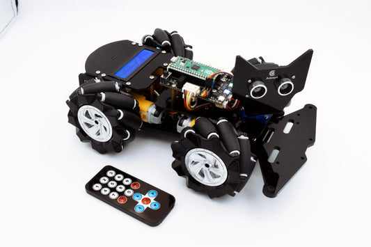 Adeept 4WD Omni-Directional Mecanum Wheels Robotic Car Kit for Raspberry Pi Pico. DIY STEM Remote Controlled Educational Robot Kit with LCD Display and Tutorials.
